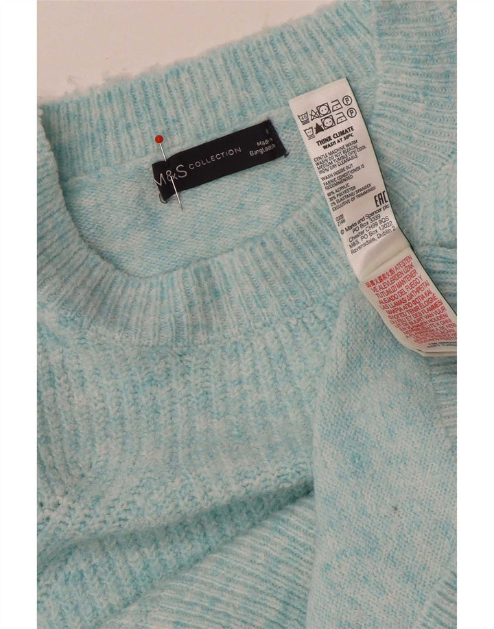 Suéter feminino Marks & Spencer com gola canoa grande Reino Unido 14 azul médio
