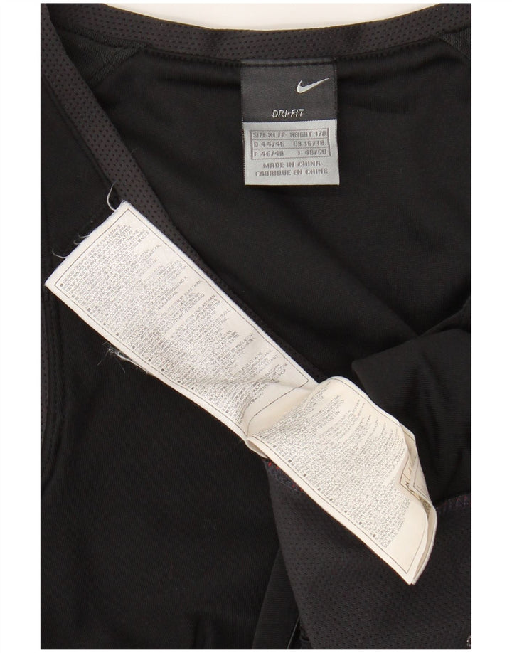 NIKE Womens Dri Fit Crop Vest Top UK 16/18 XL Preto Colourblock Poliéster