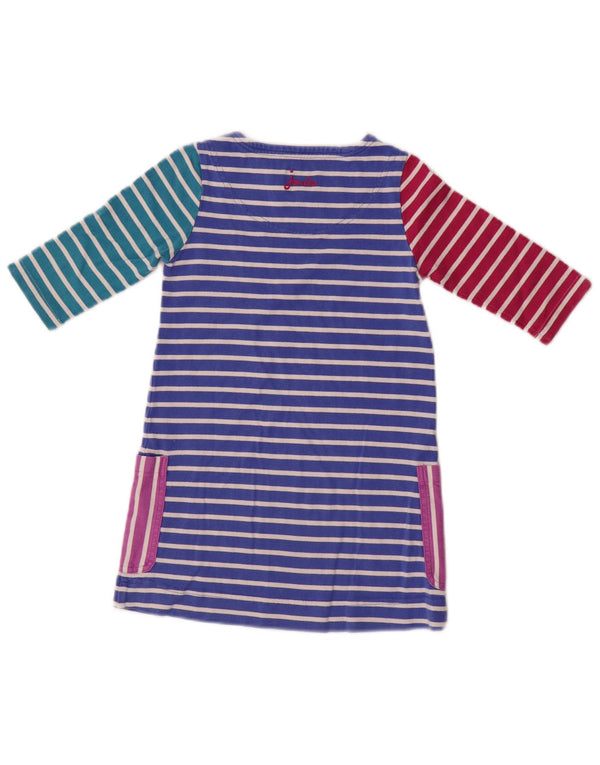Joules Vestido camiseta manga comprida para meninas 3-4 anos listrado multicolorido