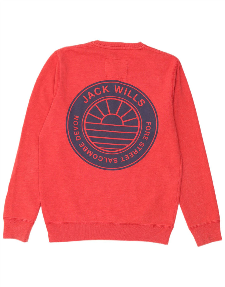 JACK WILLS Suéter gráfico masculino de algodão vermelho médio
