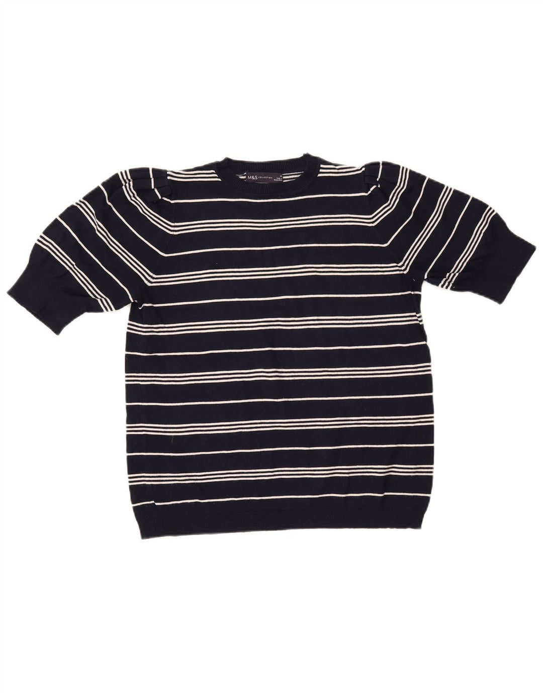 Suéter feminino MARKS & SPENCER com gola redonda e gola redonda UK14 médio azul marinho