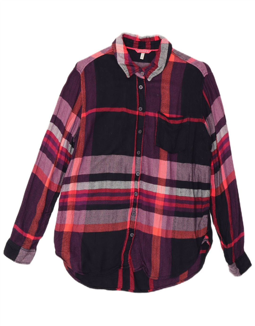 Camisa feminina de flanela Joules Reino Unido 12 xadrez preto médio
