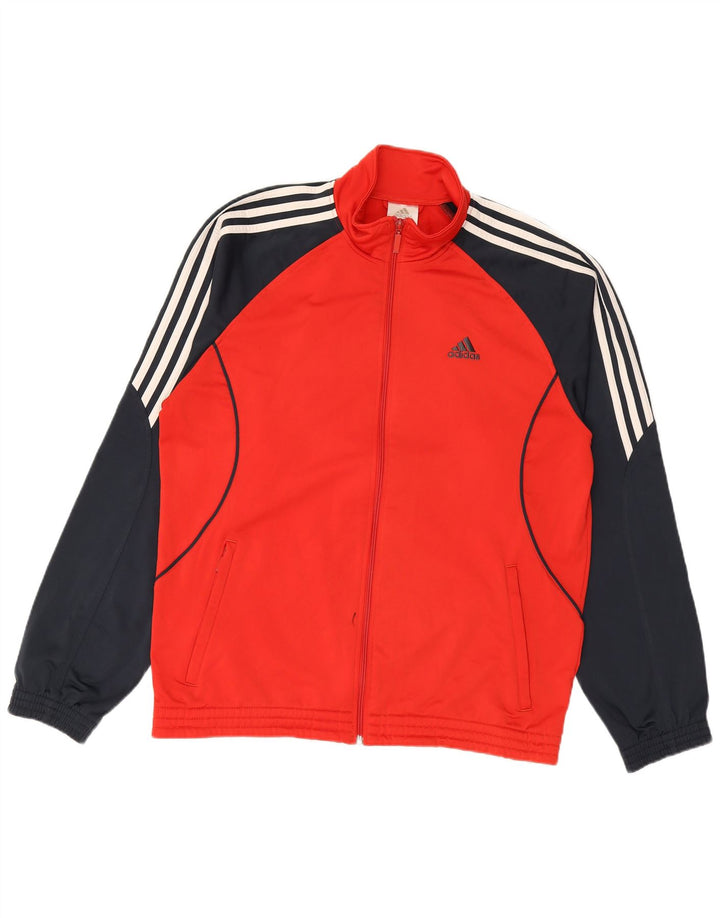 Adidas Mens Tracksuit Top Jacket UK 42/44 Grande Vermelho Colorblock Poliéster