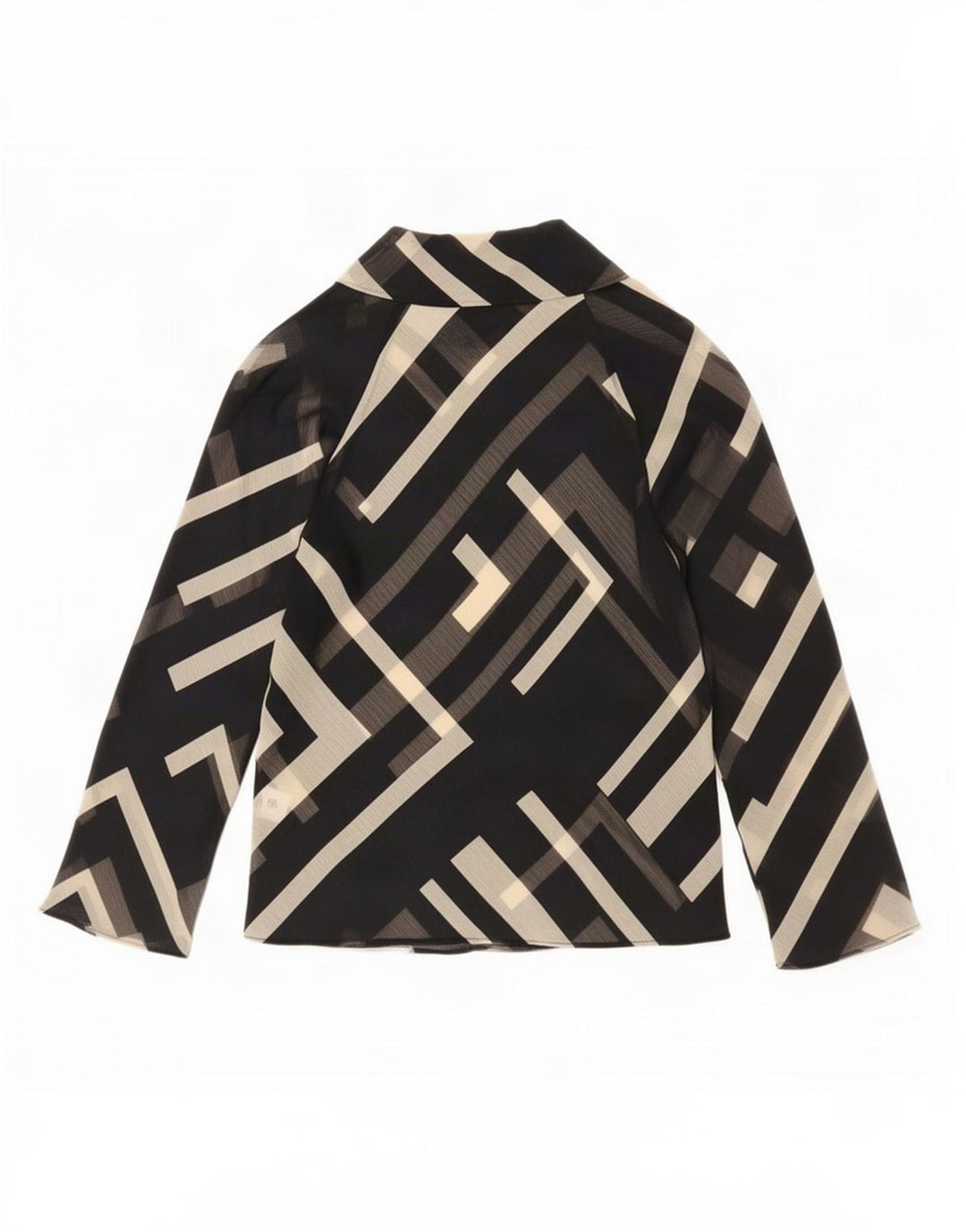 Zara Blusa Feminina Top UK 10 Pequena Poliéster Geométrico Preto