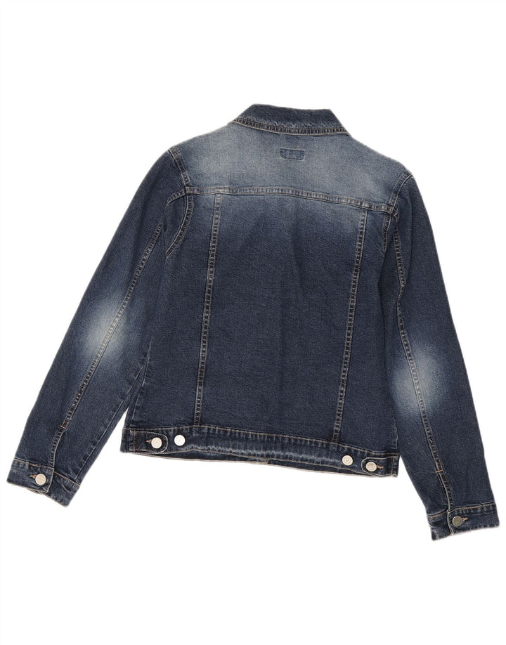 Jaqueta jeans feminina vintage Reino Unido 10 algodão azul pequeno