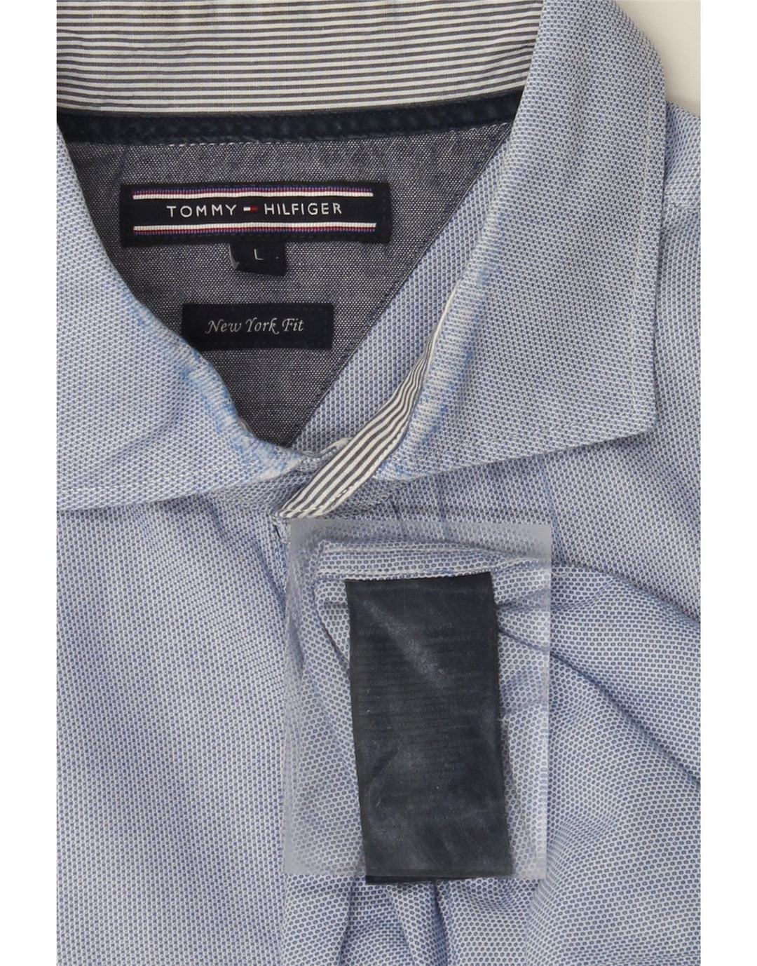Camisa masculina TOMMY HILFIGER New York Fit grande algodão azul