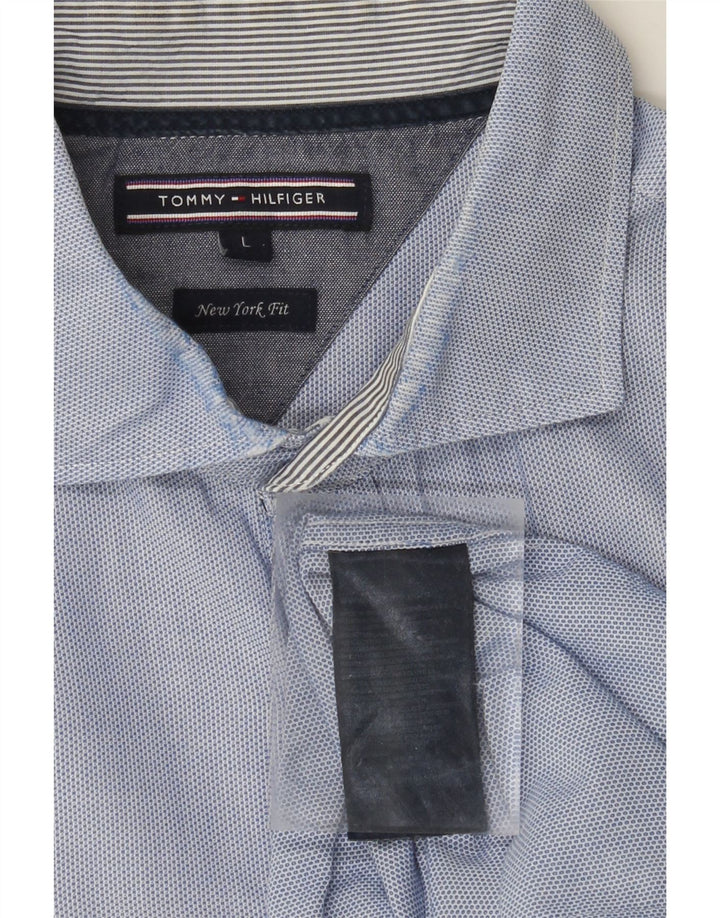 Camisa masculina TOMMY HILFIGER New York Fit grande algodão azul