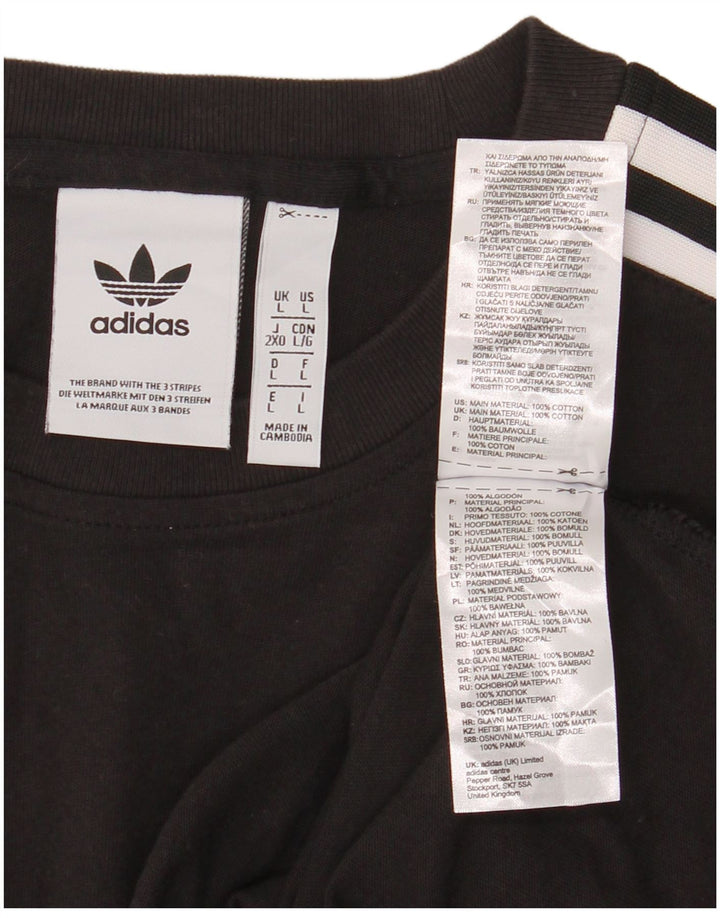 Adidas Mens Camiseta Top Grande Algodão Preto