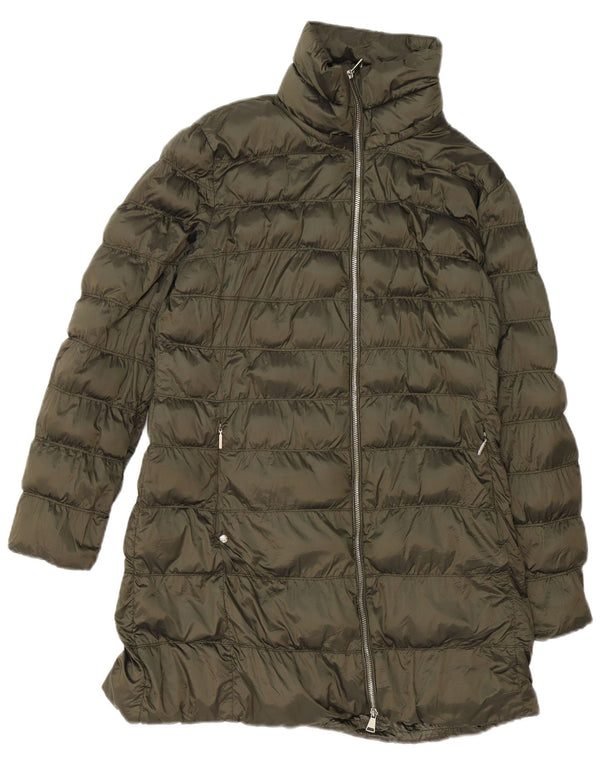 Casaco acolchoado feminino Massimo Dutti UK 18 XL cáqui poliéster