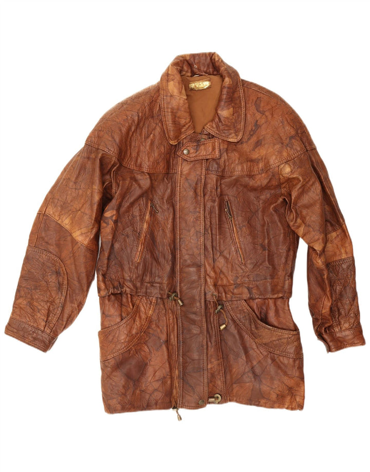 Jaqueta de couro masculina vintage UK 40 grande marrom