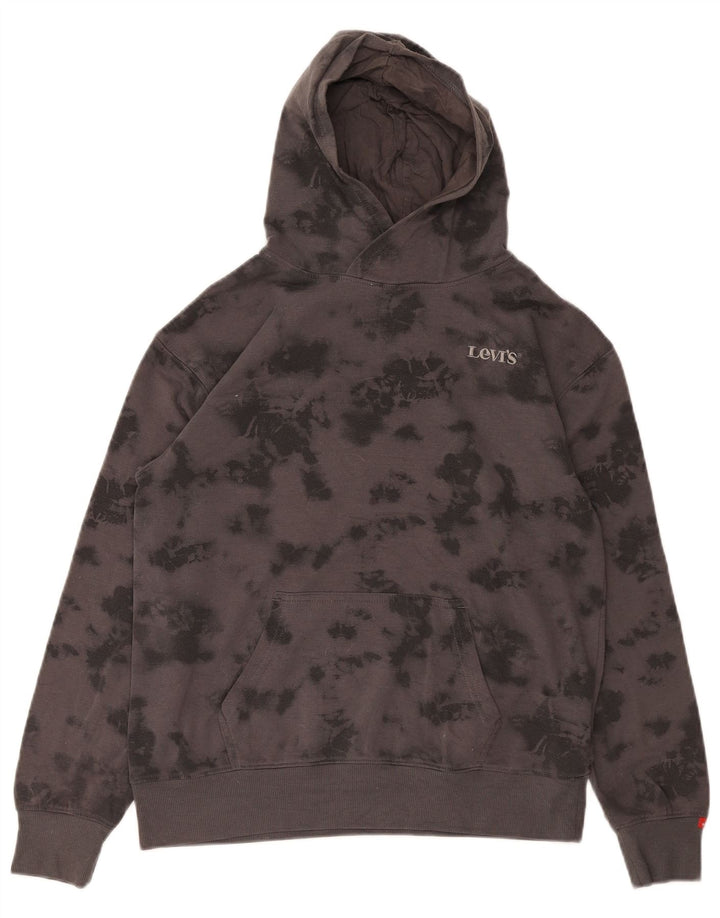 LEVI'S Boys Hoodie Jumper 13-14 Anos Cinza Tie Dye Poliéster
