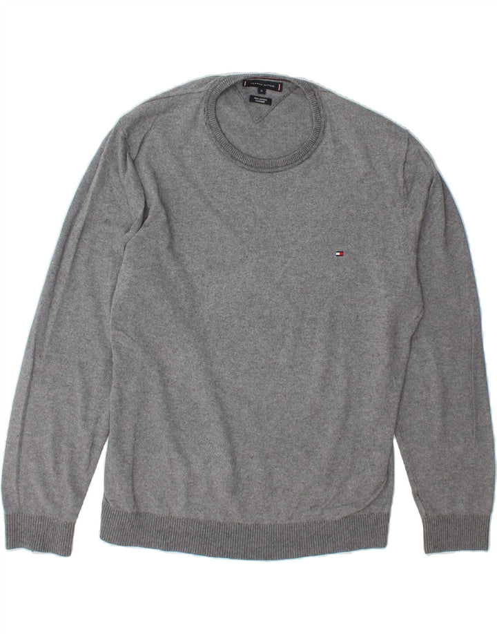 TOMMY HILFIGER Mens Crew Neck Jumper Sweater XL Grey Cotton Vintage Tommy Hilfiger and Second-Hand Tommy Hilfiger from Messina Hembry 