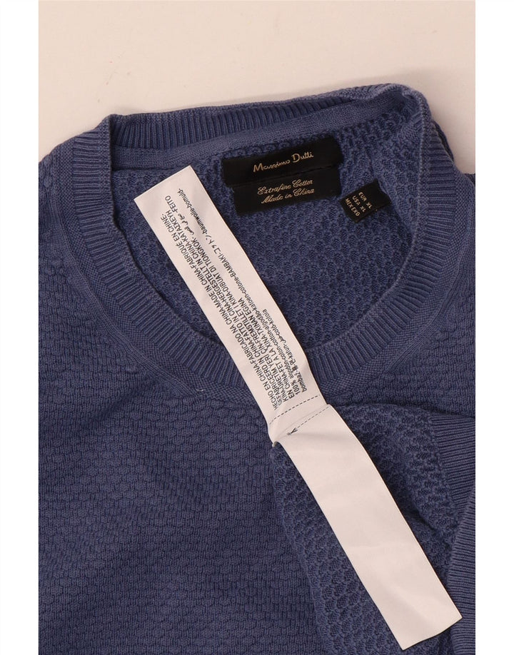 Suéter masculino Massimo Dutti com gola redonda XL algodão azul