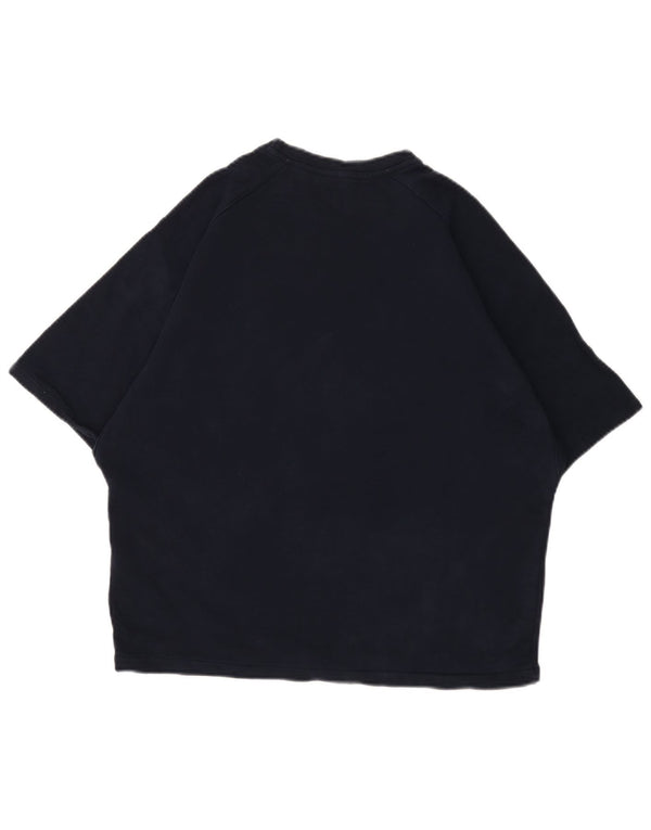 Camiseta feminina Zara Trafaluc com estampa gráfica UK 14 algodão azul marinho médio