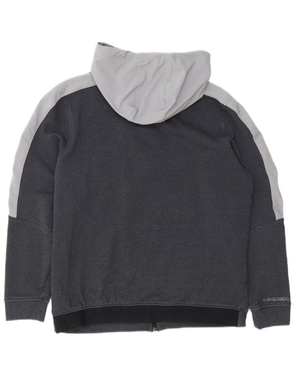 Suéter masculino com capuz e zíper Under Armour grande algodão colorblock cinza