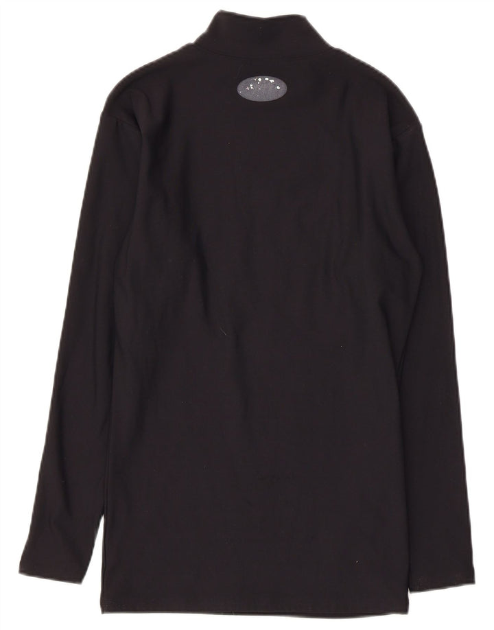 Top feminino Under Armour manga comprida UK 10 pequeno preto nylon