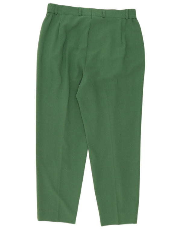 Calça feminina vintage cintura alta com pregas UK 14 grande W32 L25 verde