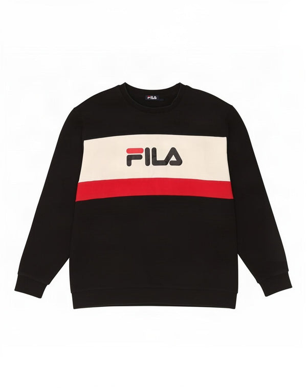 Fila moletom gráfico masculino jumper grande preto colorblock algodão