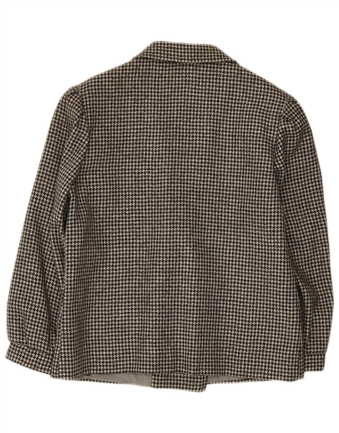 Jaqueta blazer feminina vintage com peito duplo IT 46 grande houndstooth preto