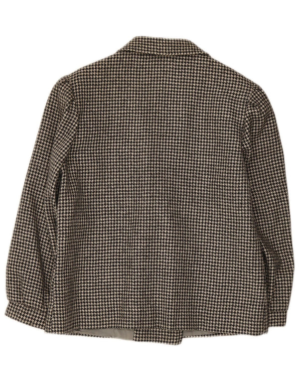 Jaqueta blazer feminina vintage com peito duplo IT 46 grande houndstooth preto