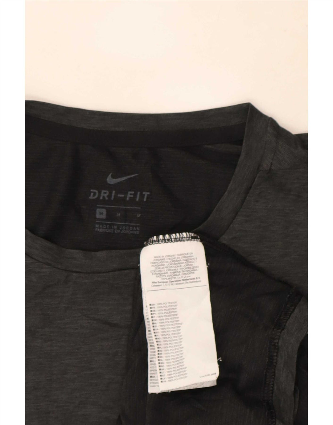 Camiseta masculina Nike Dri Fit Top cinza médio manchado de poliéster