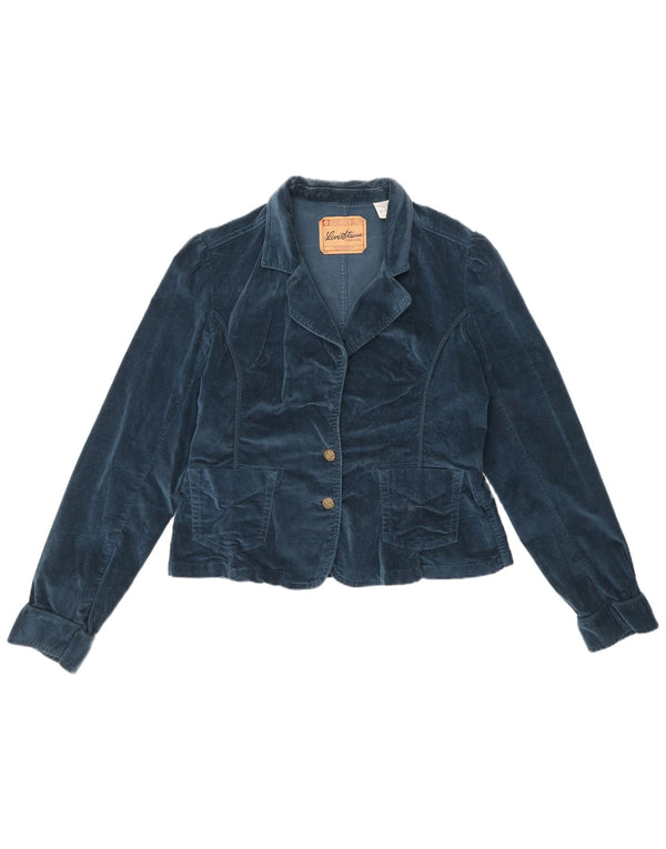 Jaqueta blazer feminina Levi's Signature com 2 botões de veludo Reino Unido 18 XL azul algodão