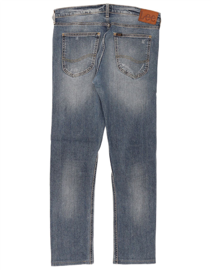 LEE Calça Jeans Feminina Luke Distressed Slim W31 L29 Azul Algodão