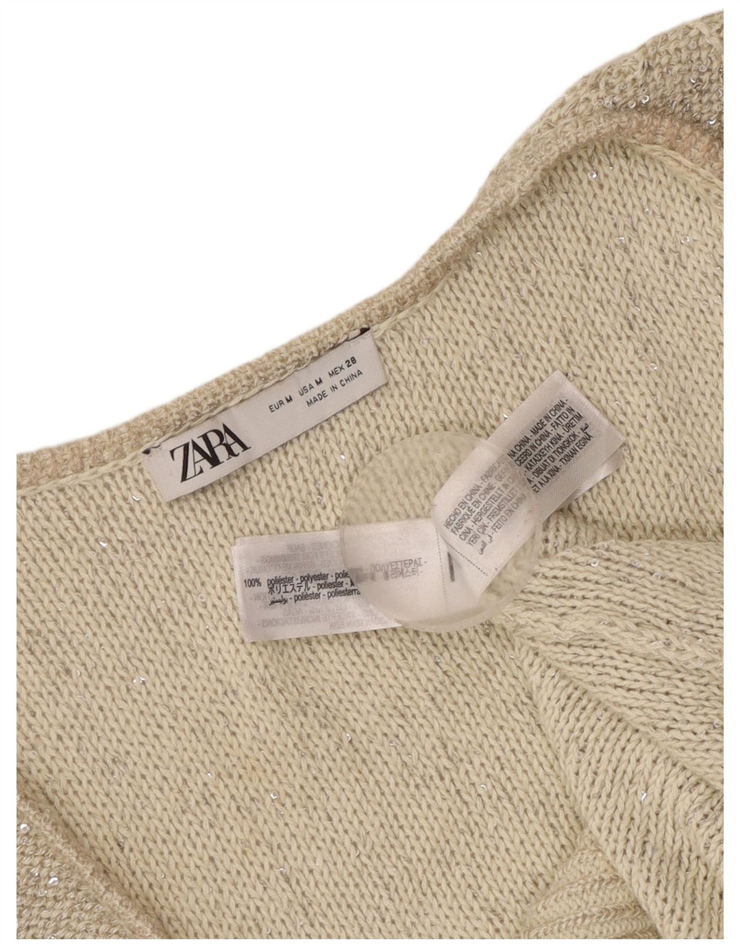 Zara Womens Knit Vest Top UK 12 Poliéster Cinza Médio