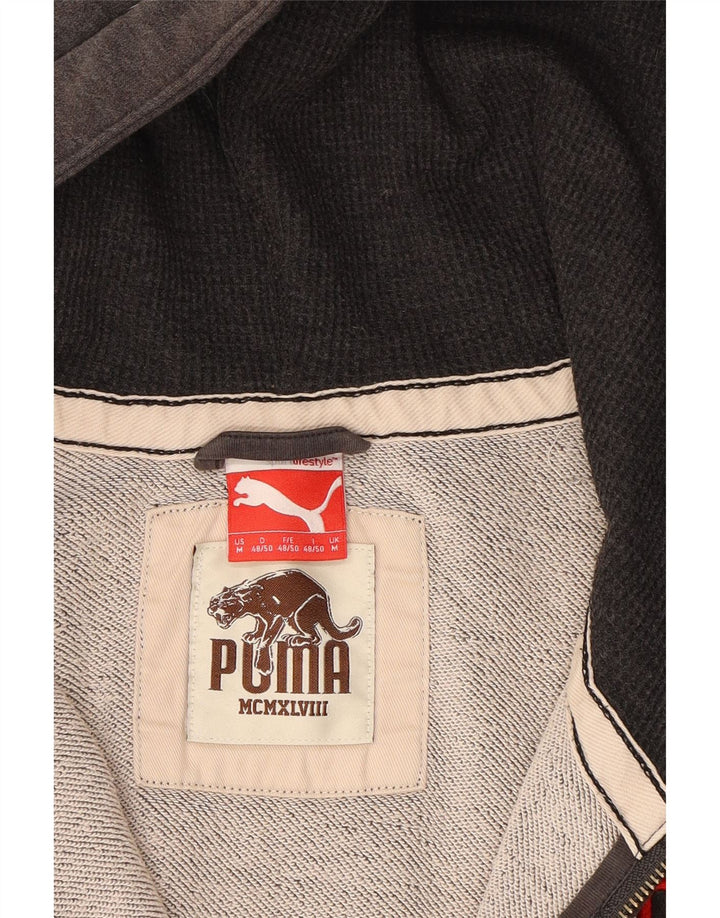 Suéter masculino PUMA com capuz e zíper gráfico cinza médio