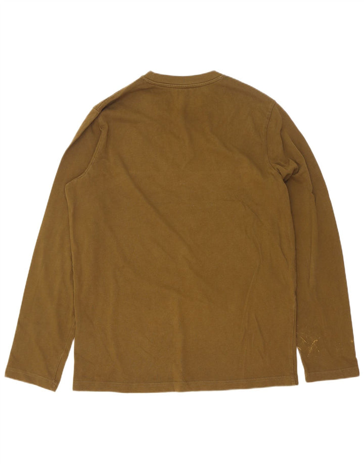 Puma Mens Top Manga Longa Médio Algodão Cáqui