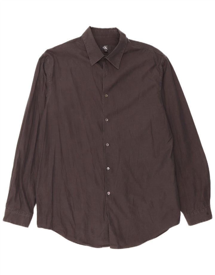 Camisa masculina Calvin Klein tamanho 43 grande algodão preto