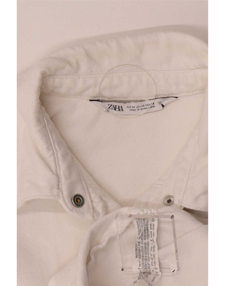Camisa jeans oversized feminina Zara Reino Unido 6 XS algodão branco