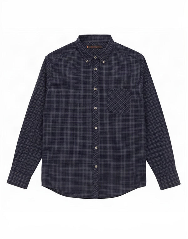 Camisa masculina Ben Sherman grande algodão xadrez azul marinho