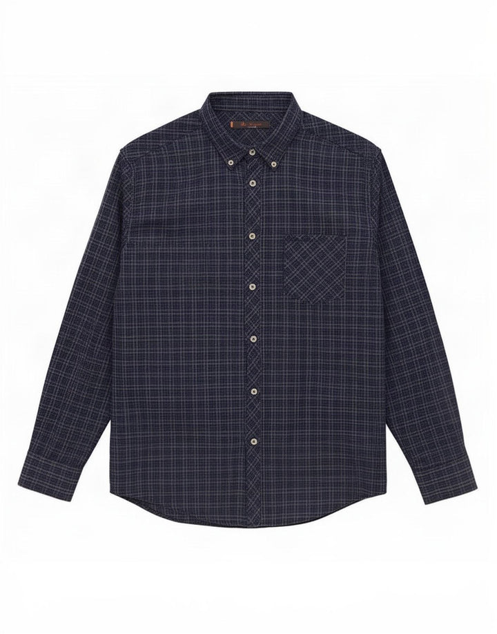 Camisa masculina Ben Sherman grande algodão xadrez azul marinho