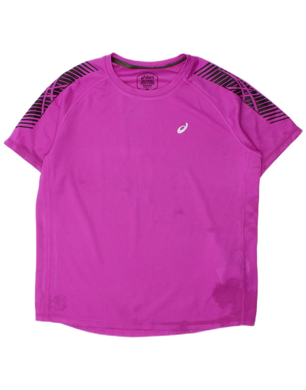 Camiseta Asics Meninos Top 10-11 Anos Pequeno Roxo Listrado Poliéster
