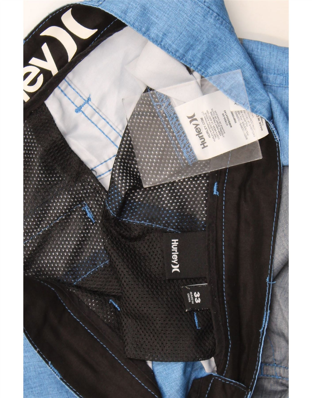 Shorts Chino masculino Hurley W33 poliéster listrado azul médio