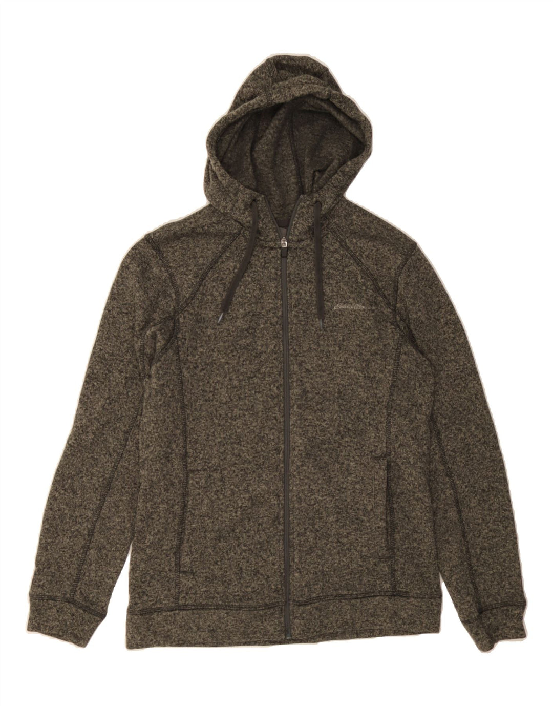EDDIE BAUER Mens Zip Hoodie Sweater Medium Grey Flecked Polyester Vintage Eddie Bauer and Second-Hand Eddie Bauer from Messina Hembry 
