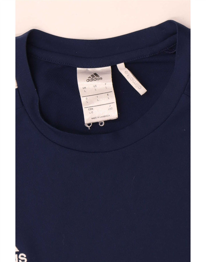 Camiseta Adidas Masculina Climalite Top Grande Azul Marinho Colorblock Poliéster