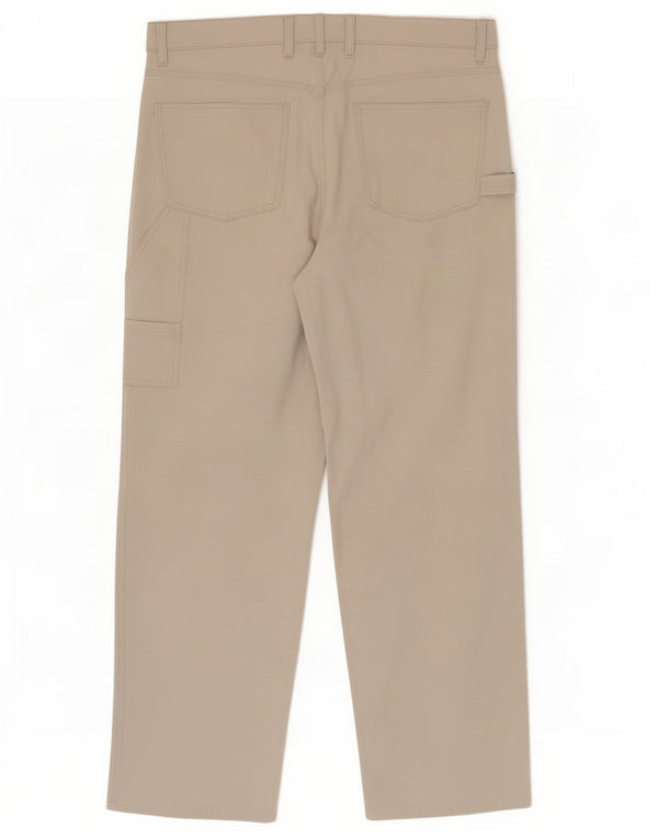Calça cargo masculina vintage reta IT 50 grande W34 L30 algodão bege