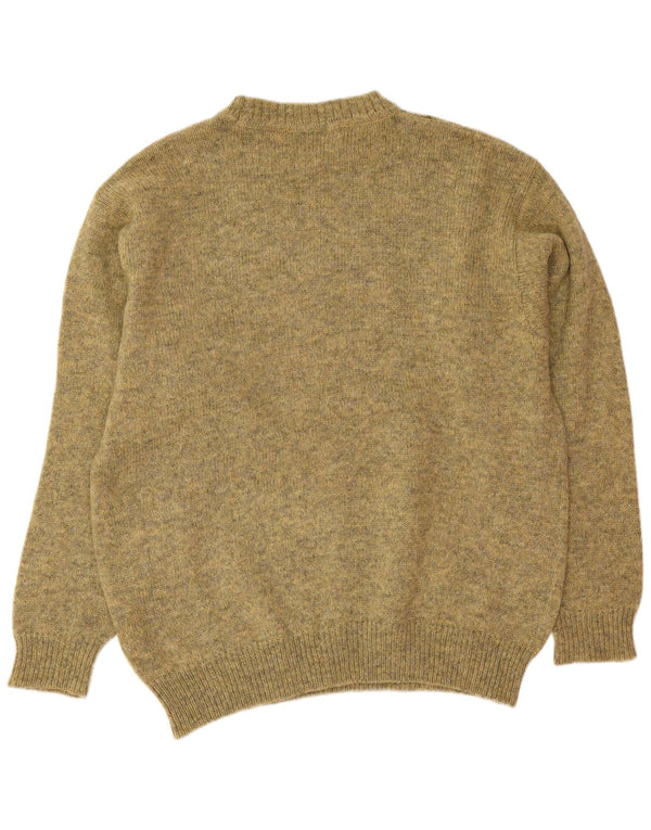 Suéter vintage masculino com gola redonda, verde médio, Argyle/lã diamante