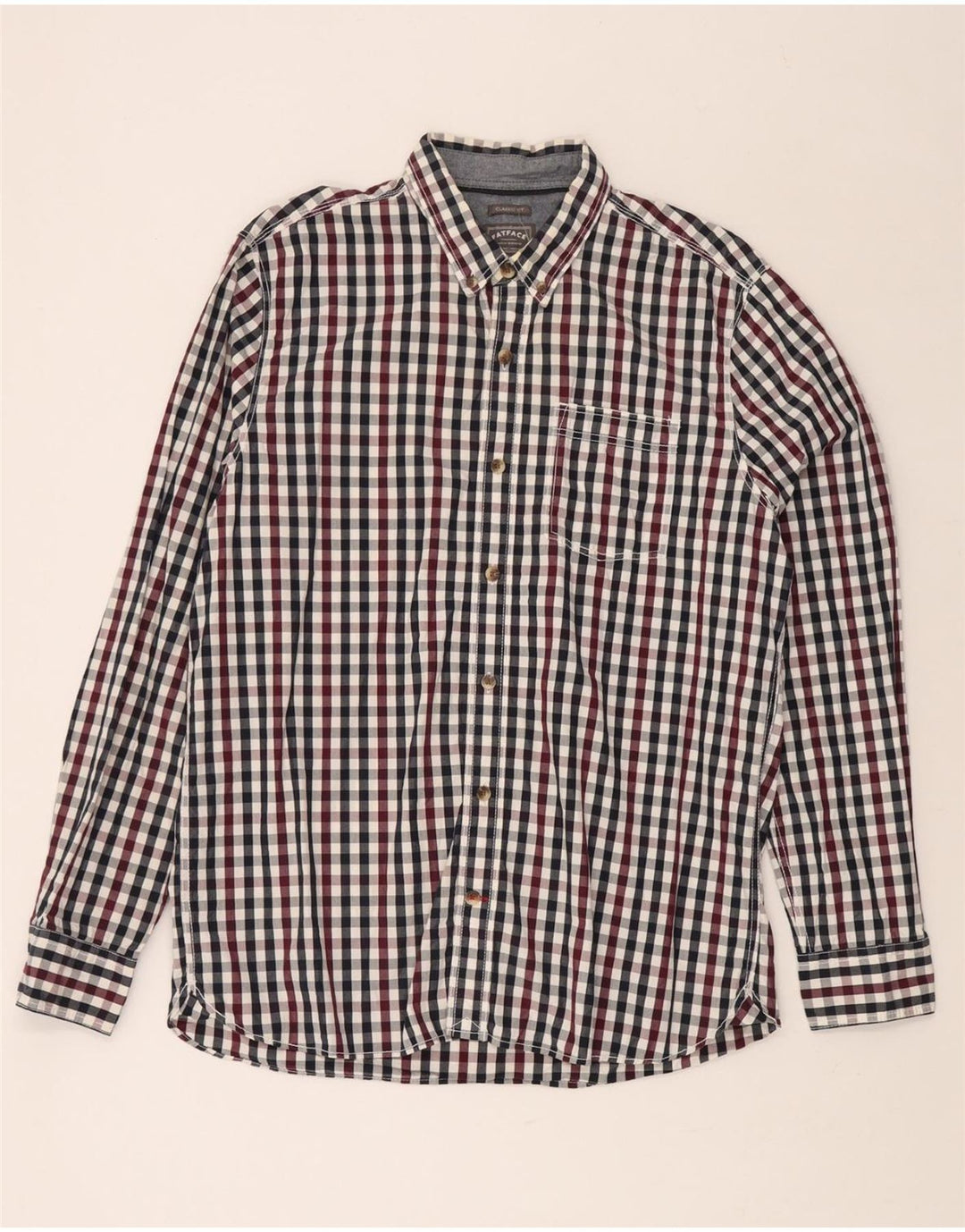 FAT FACE Camisa masculina clássica de ajuste grande de algodão xadrez multicolorido