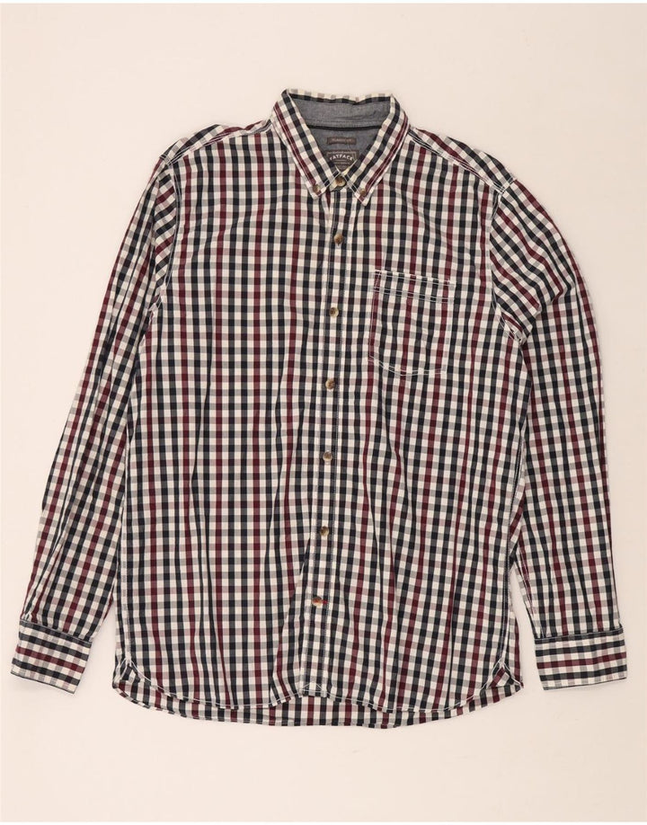 FAT FACE Camisa masculina clássica de ajuste grande de algodão xadrez multicolorido
