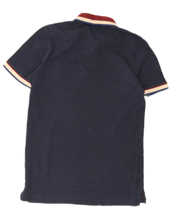 Camisa polo masculina Jack & Jones pequena azul marinho colorblock algodão