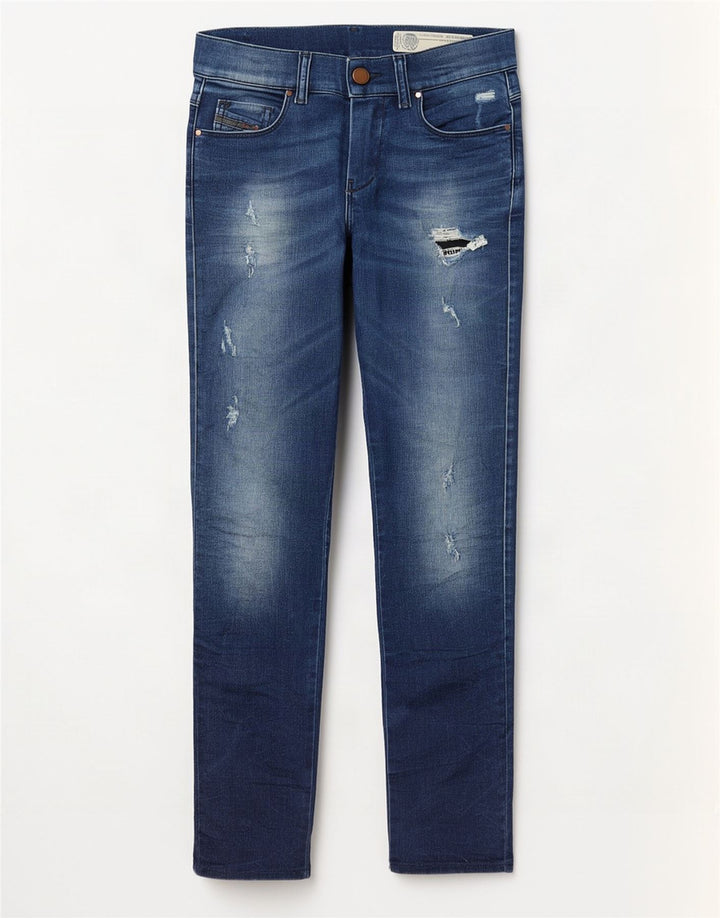 Jeans feminino diesel desgastado slim W24 L27 algodão azul