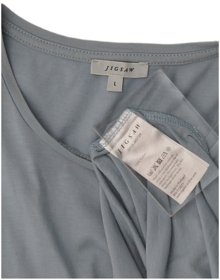 Camiseta feminina JIGSAW UK 16 grande algodão azul