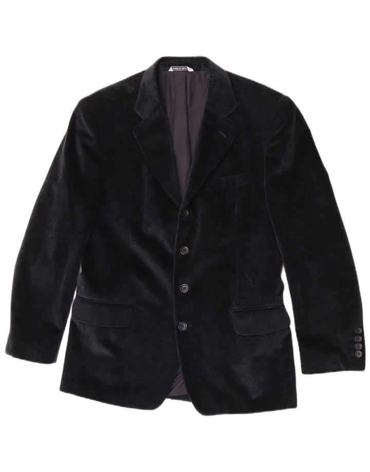 Jaqueta blazer masculina RETRO com 4 botões de veludo IT 48 algodão azul marinho médio
