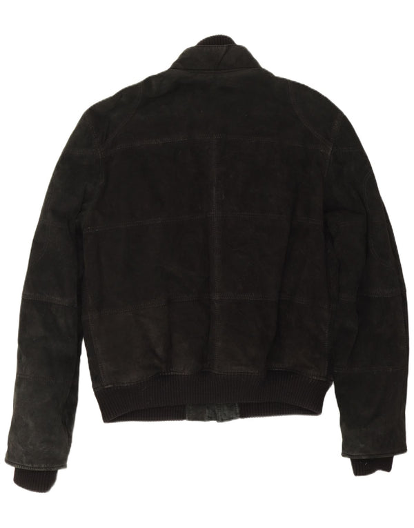 Jaqueta masculina vintage de camurça bomber UK 40 grande couro preto