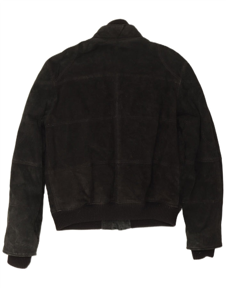 Jaqueta masculina vintage de camurça bomber UK 40 grande couro preto