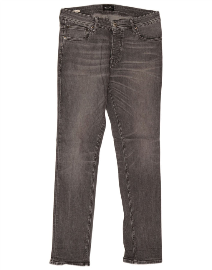 Jack & Jones feminino Tim Slim Jeans W33 L32 algodão cinza