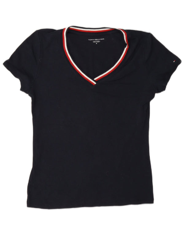 Camiseta feminina Tommy Hilfiger UK 14 médio azul marinho algodão